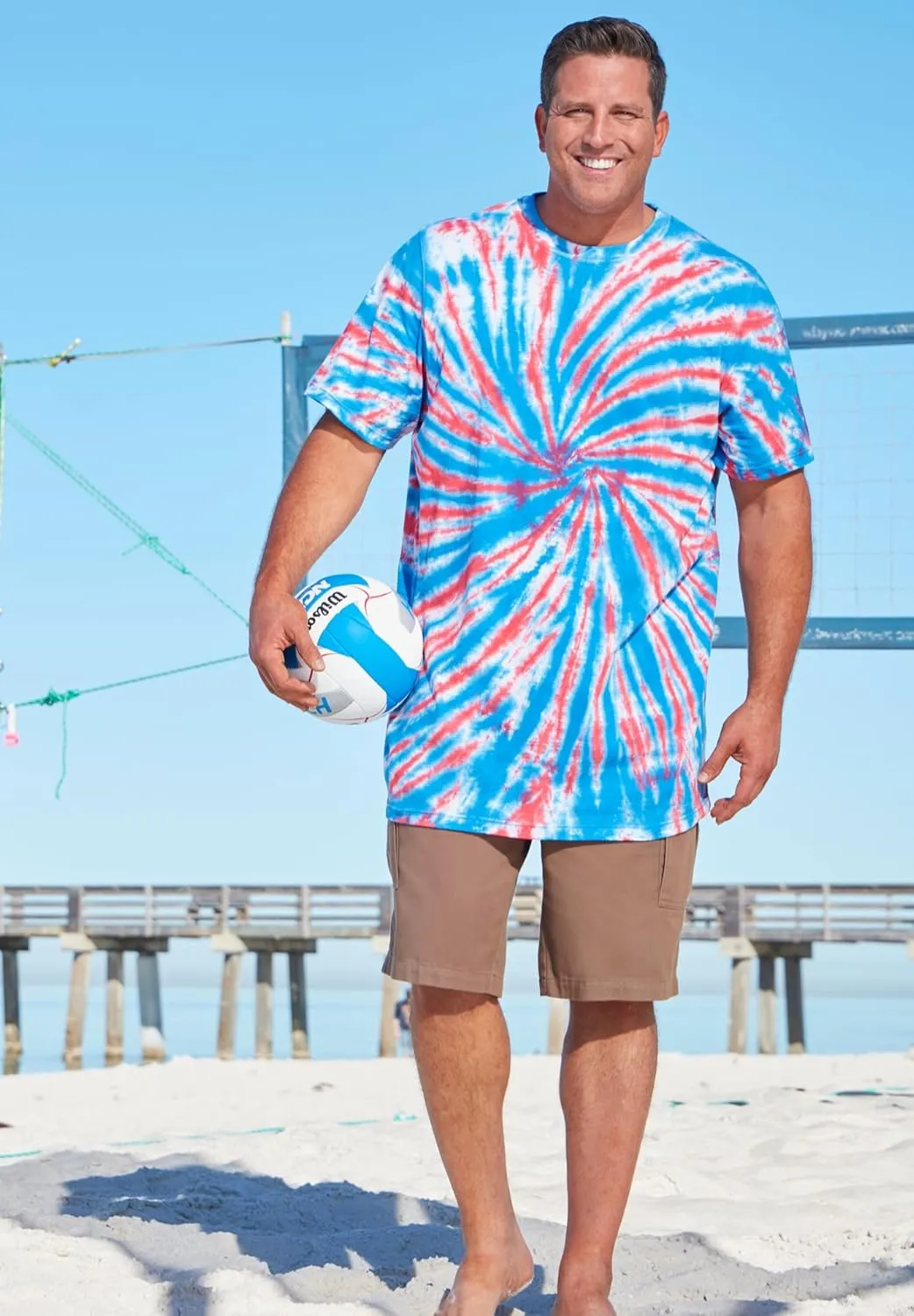KingSize Men's Big & Tall Lightweight Tie-Dye Crewneck Tee