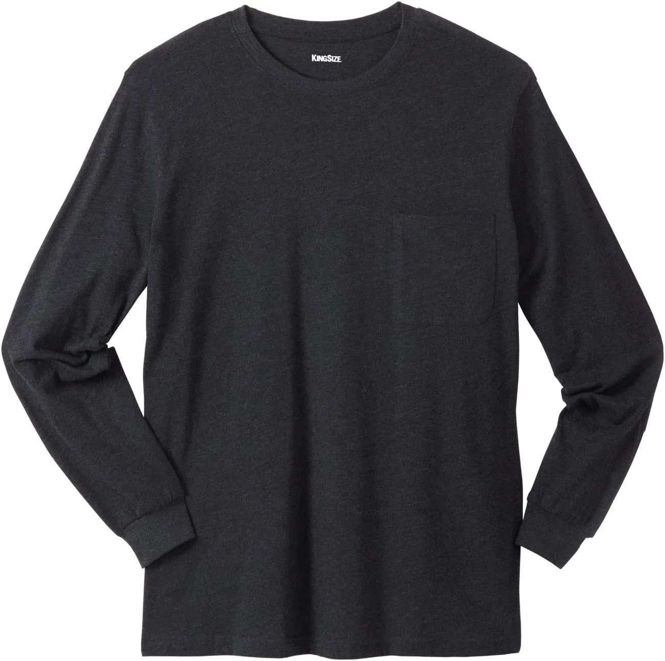 KingSize Men's Big & Tall Shrink-Less Lightweight Long-Sleeve Crewneck Pocket T-Shirt