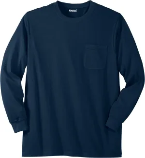 KingSize Men's Big & Tall Shrink-Less Lightweight Long-Sleeve Crewneck Pocket T-Shirt