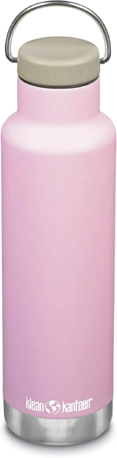 Klean Kanteen Classic Insulated Water Bottle with Loop Cap - Stainless Steel Drinking Bottle for Hot & Cold Beverages - Dishwasher-Safe Travel Bottle - Lotus, 20 oz