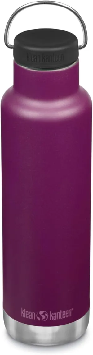 Klean Kanteen Classic Insulated Water Bottle with Loop Cap - Stainless Steel Drinking Bottle for Hot & Cold Beverages - Dishwasher-Safe Travel Bottle - Purple Potion, 20 oz