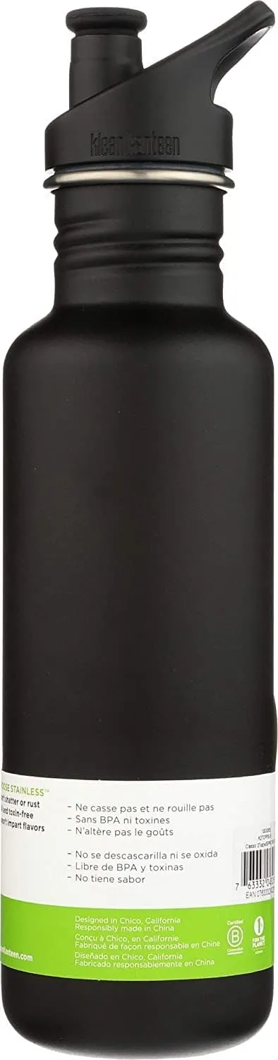 Klean Kanteen Classic Stainless Steel Singel Wall Non-Insulated Water Bottle with Sport Cap