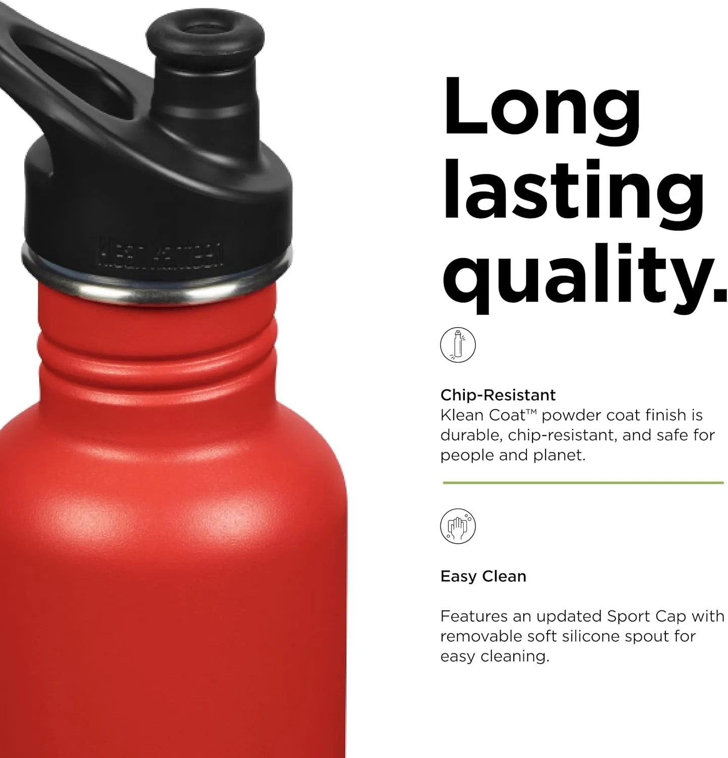 Klean Kanteen Classic Water Bottle with Sport Cap - Reusable Water Bottle for Hiking, Biking & Gym - Dishwasher-Safe & BPA-Free - Tiger Lily, 27 oz