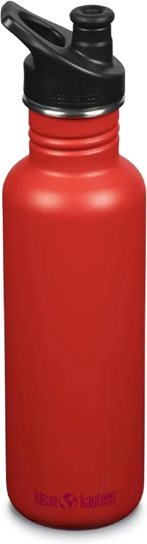 Klean Kanteen Classic Water Bottle with Sport Cap - Reusable Water Bottle for Hiking, Biking & Gym - Dishwasher-Safe & BPA-Free - Tiger Lily, 27 oz