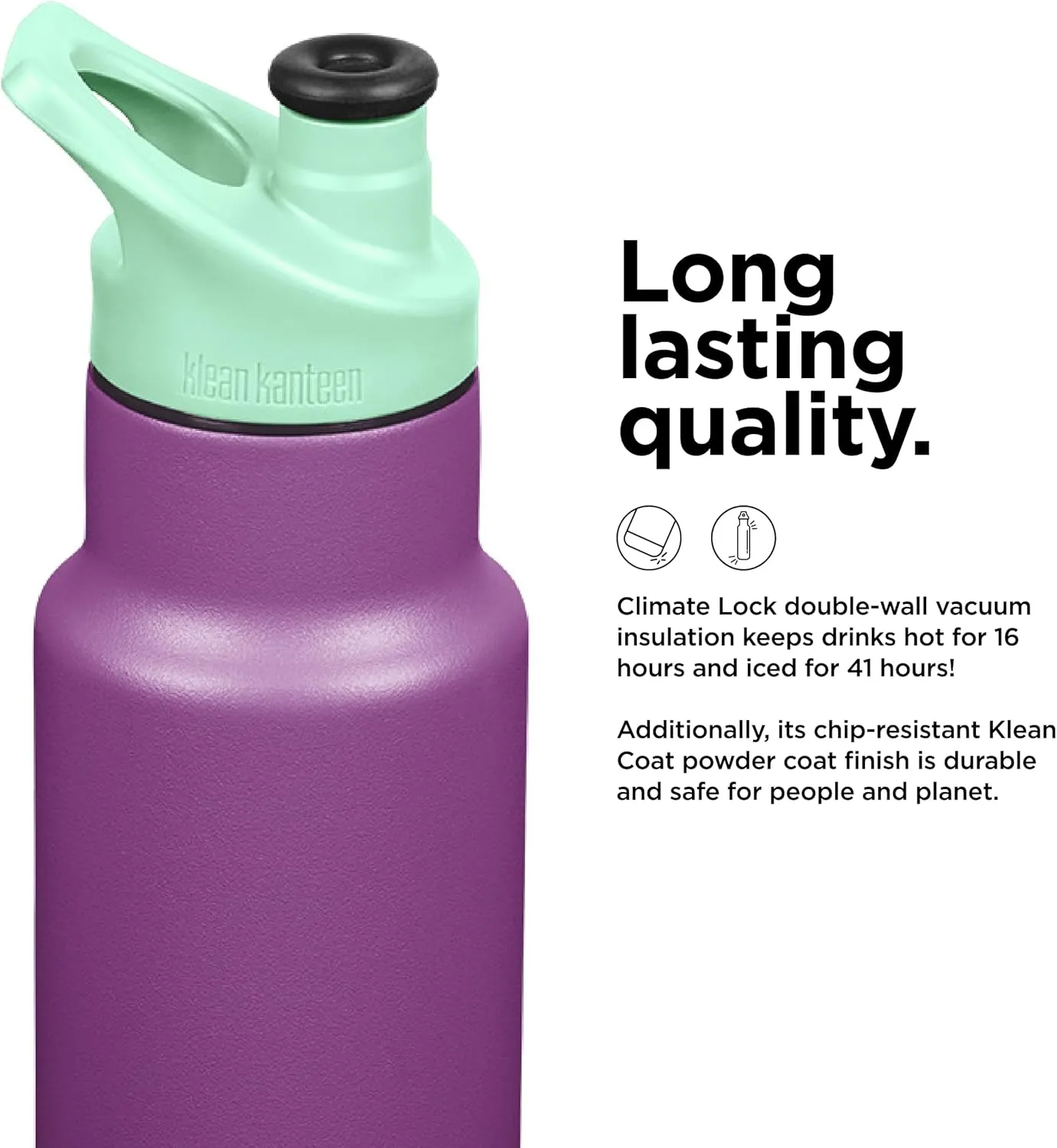KLEAN KANTEEN Sparkling Grape Sport Cap with Classic Kids Bottle 12oz, 1 EA