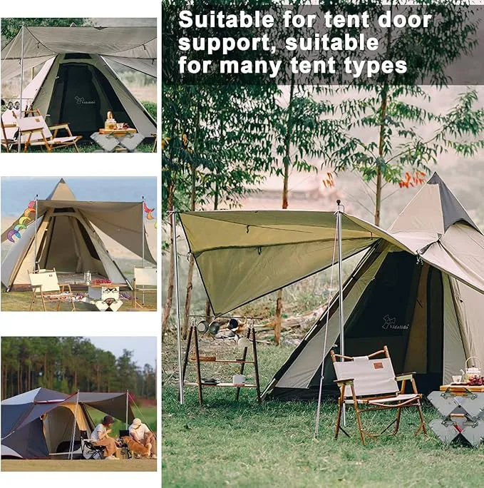 KOMCLUB Telescoping Tent Poles Tarp Poles Adjustable 94.5" Camping Poles Lightweight Tent Poles Stainless Steel Rods for Camping Hiking Outdoor Sport Activities