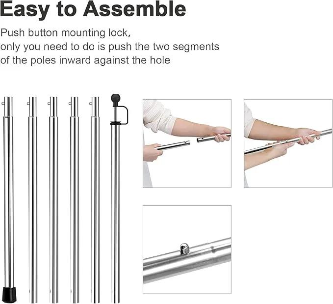 KOMCLUB Telescoping Tent Poles Tarp Poles Adjustable 94.5" Camping Poles Lightweight Tent Poles Stainless Steel Rods for Camping Hiking Outdoor Sport Activities