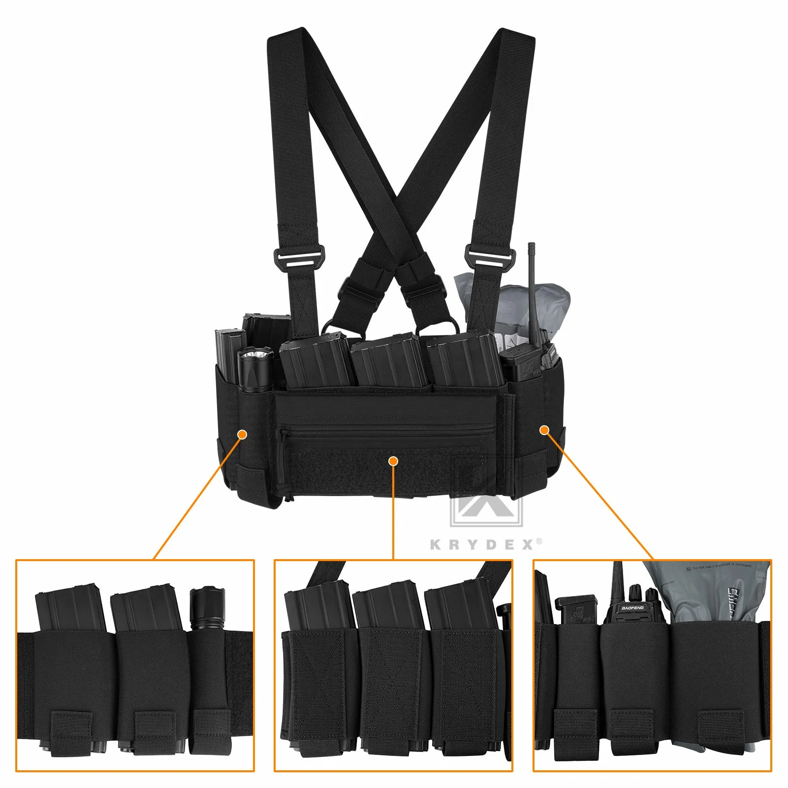 Krydex Tactical Ready Chest Rig Concealed Rig Elastic Cummerbund X Harness   Sticky GP Candy Pouch