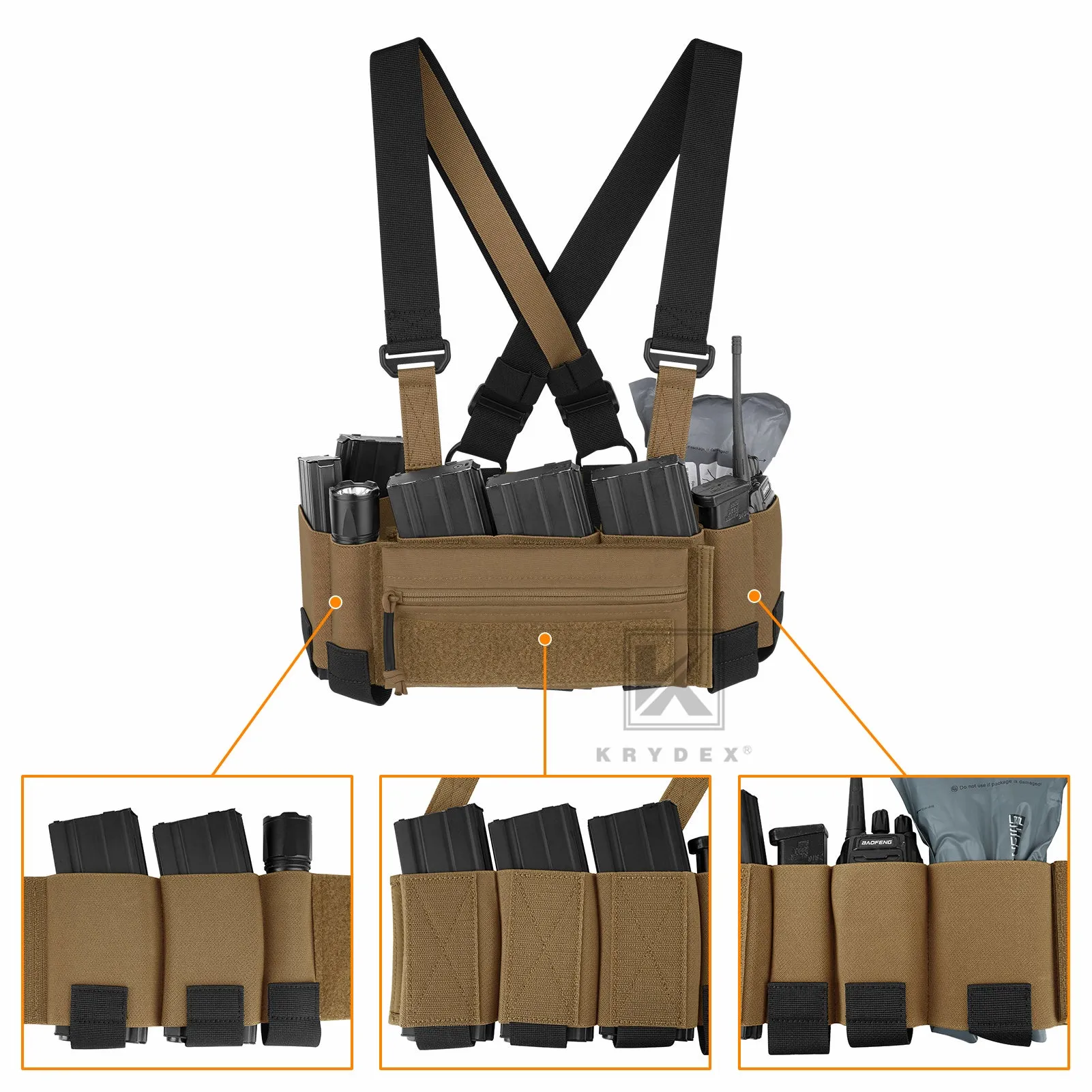 Krydex Tactical Ready Chest Rig Concealed Rig Elastic Cummerbund X Harness   Sticky GP Candy Pouch