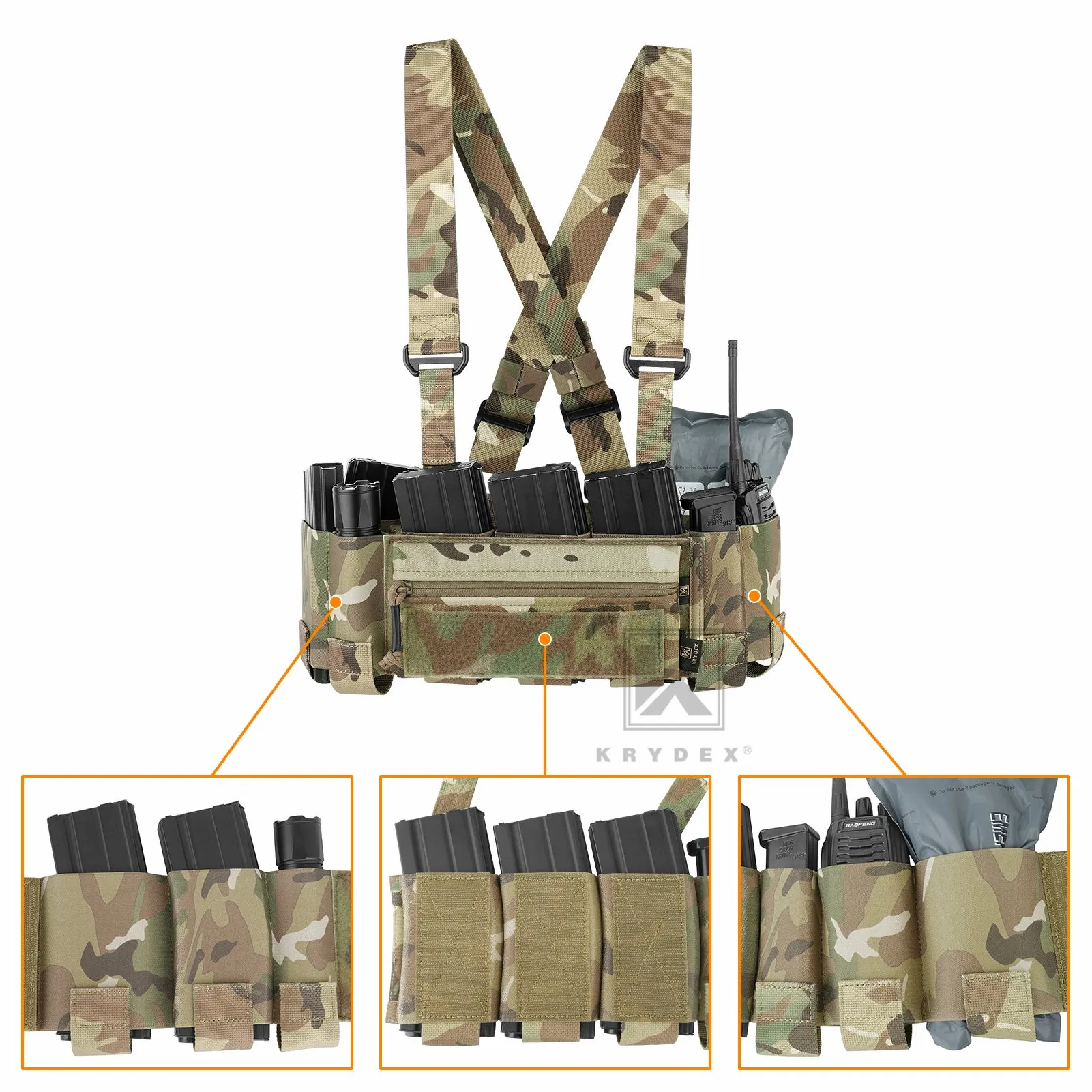 Krydex Tactical Ready Chest Rig Concealed Rig Elastic Cummerbund X Harness   Sticky GP Candy Pouch