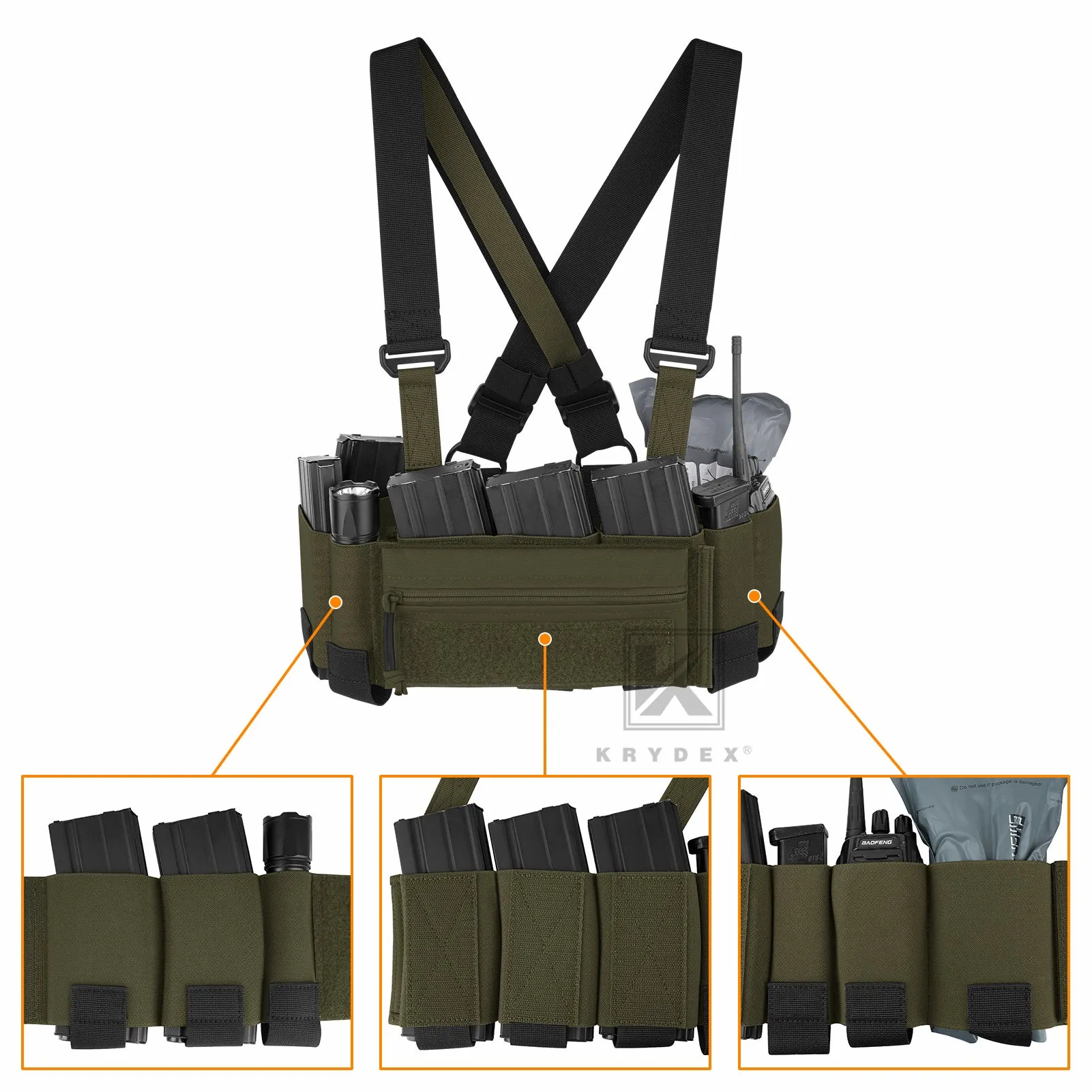 Krydex Tactical Ready Chest Rig Concealed Rig Elastic Cummerbund X Harness   Sticky GP Candy Pouch