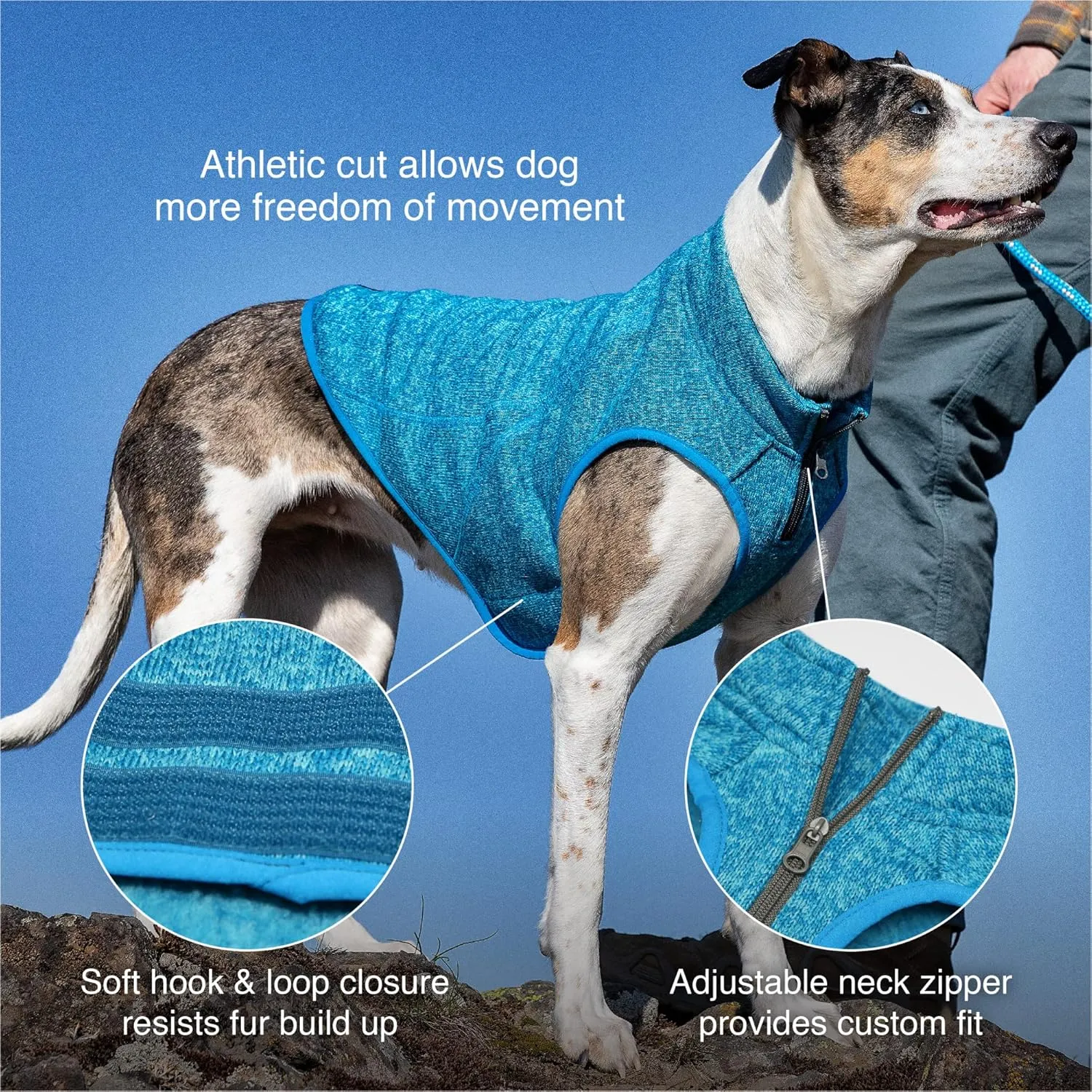 Kurgo Core Dog Sweater, Knit Dog Sweater with Fleece Lining, Cold Weather Pet Jacket, Zipper Opening for Harness, Adjustable Neck, Year-Round Sweater for Small Dogs (Heather Orange, X-Small)