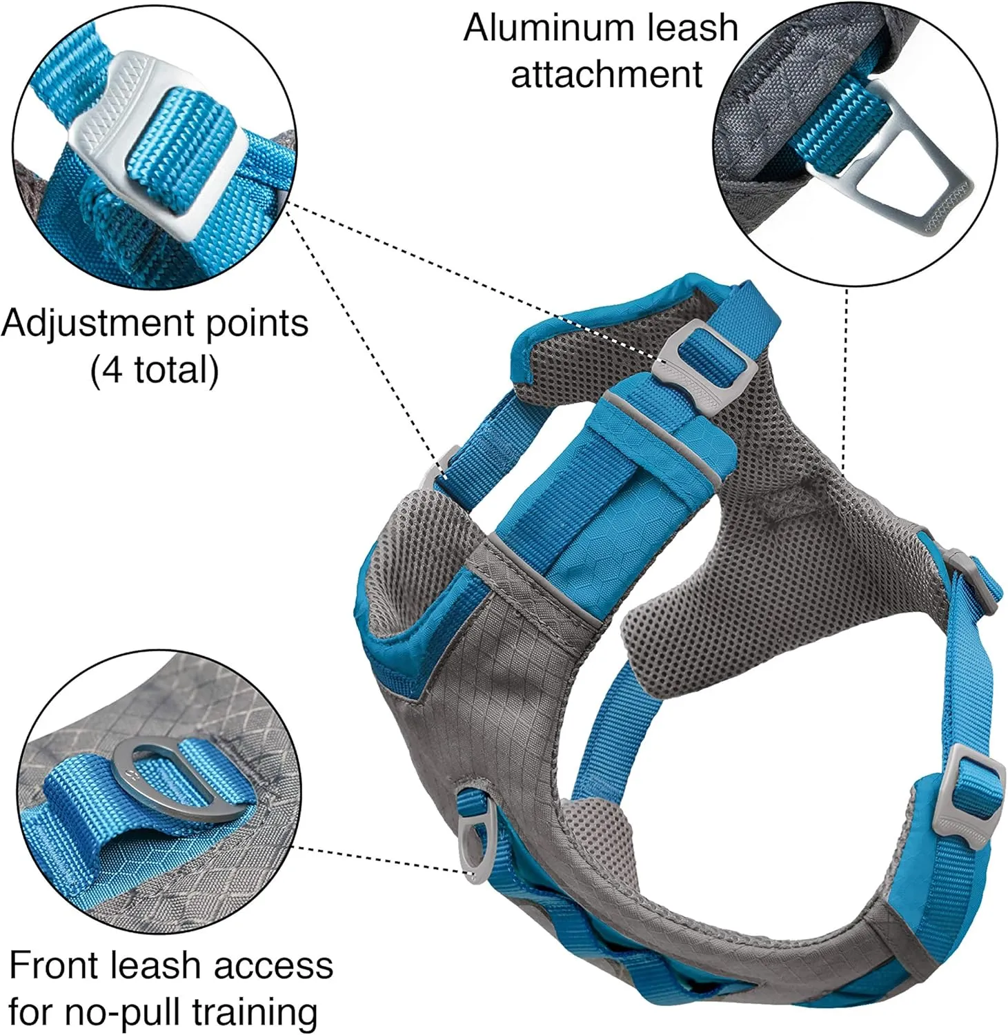 Kurgo Journey Air Dog Harness, Vest Harnesses for Dogs, Pet Hiking Harness for Running & Walking, Reflective, Padded, Includes Control Handle, No Pull Front Clip (Orange, Small)