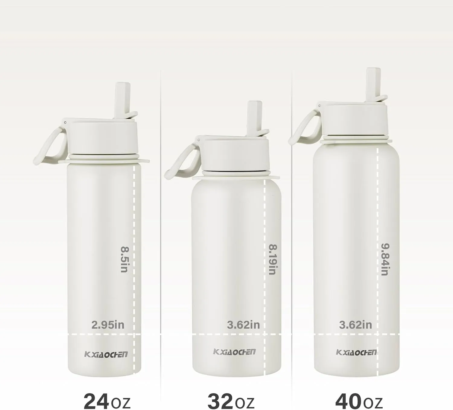 KXIAOCHEN Insulated Water Bottle, Stainless Steel Water Bottle, 2 Lids (Straw and Handle Lid),Wide Mouth Metal Water Bottles Keep Hot and Cold, Double Walled, Thermo Mug, Metal Canteen
