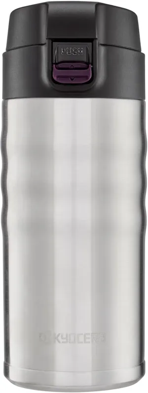 Kyocera MB-12F SS 12oz. Ceramic Coated Interior, Double Wall Vacuum Insulated, Stainless Steel Travel Mug-Stainless Steel
