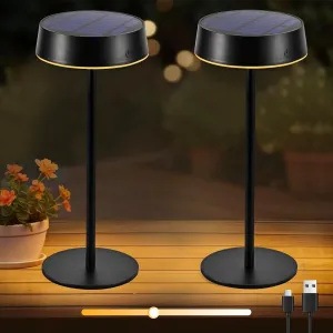 Lacasa Cordless Solar Table Lamps Rechargeable, 2 Pack Touch Dimmable Battery Operated Table Lamp, 200LM 3 Modes LED Desk Lamp IP67 Waterproof Portable Lamp Table Night Light for Indoor and Outdoor