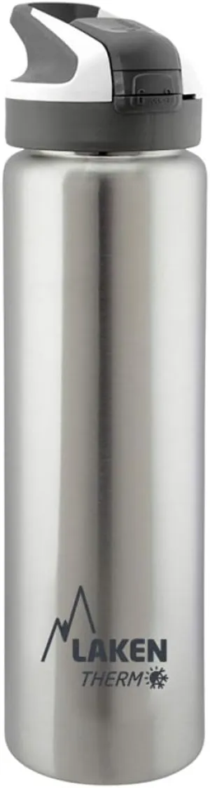 Laken Summit Stainless Steel Insulated Water Bottle with Sport Straw Cap and Lock, Leakproof, 25oz, Plain
