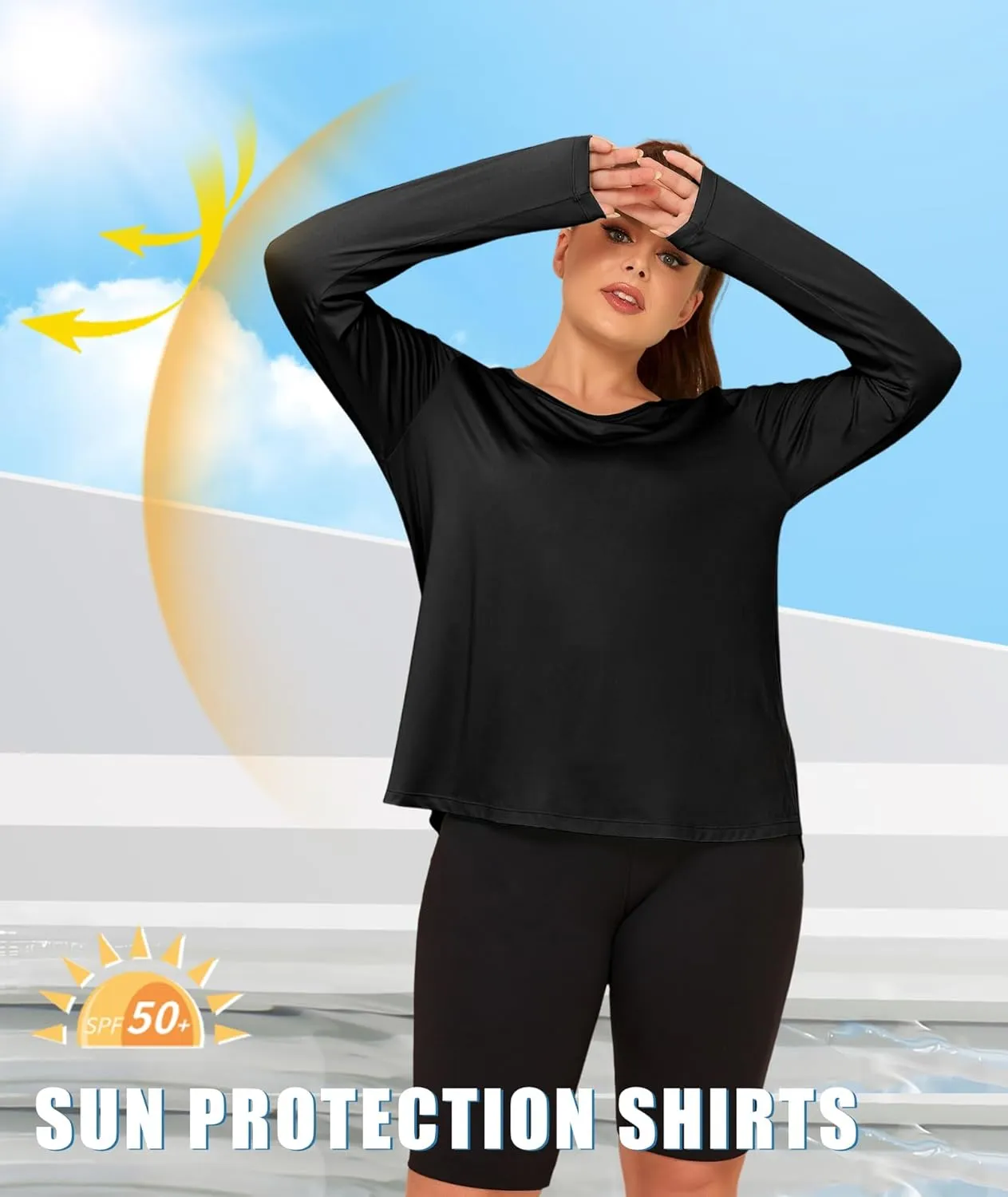 LALAGEN Women's UPF 50  Sun Shirts Plus Size Long Sleeve UV Protection Workout Tops Quick Dry Athletic Hiking Shirt