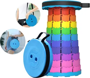 LB 2024 Upgraded Portable Collapsible Retractable Folding Stool, Lightweight Telescoping Foldable Camping Stool for Adults for Outdoor Fishing Hiking Gardening Travel BBQ, Hunting, Indoor Activities