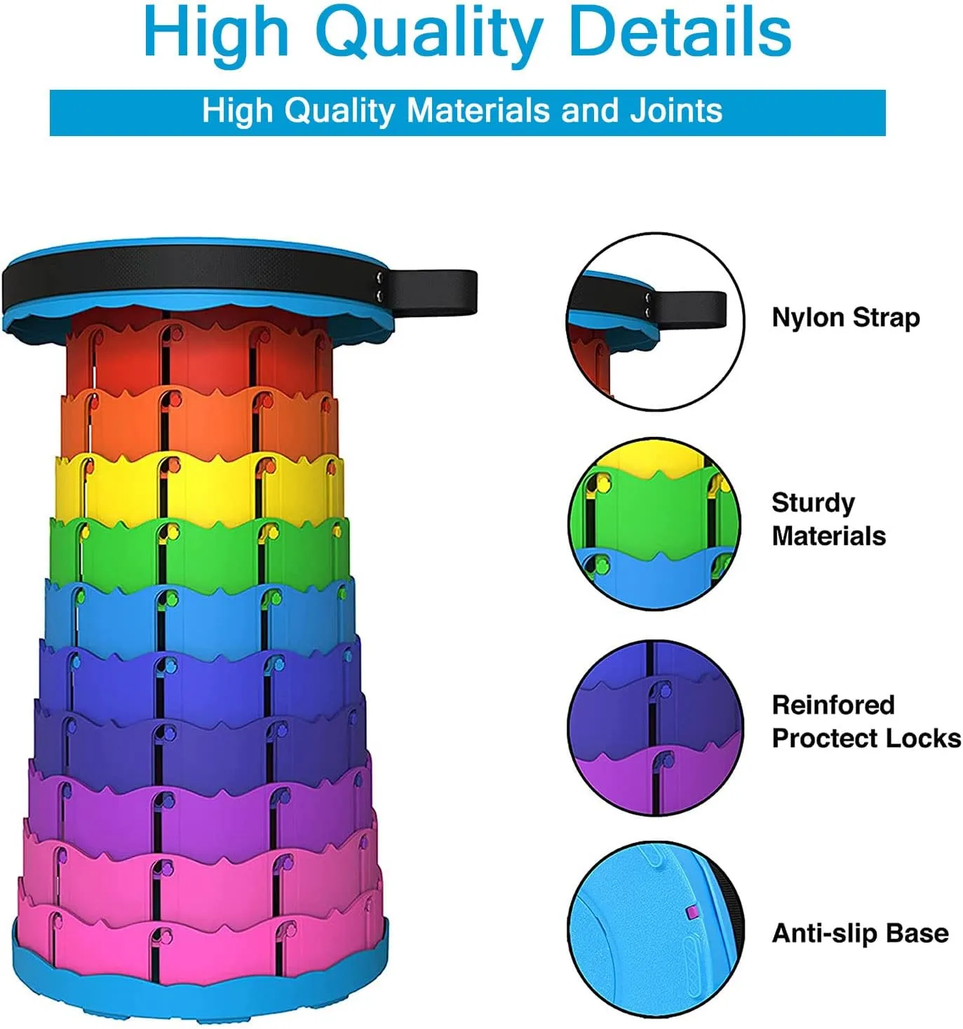 LB 2024 Upgraded Portable Collapsible Retractable Folding Stool, Lightweight Telescoping Foldable Camping Stool for Adults for Outdoor Fishing Hiking Gardening Travel BBQ, Hunting, Indoor Activities
