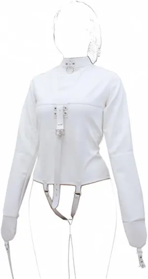 Leather Body Harness Straight Jacket Hand Cross Arm Guard Sleeve Adjustable Halloween Novelty Fancy Cosplay Costume
