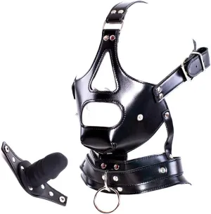 Leather Bondage with Detachable Silicone Dildo Mouth Gag Adjustable Head Harness BDSM Fetish Slave Restraints for Men Women Couple Sex Factory