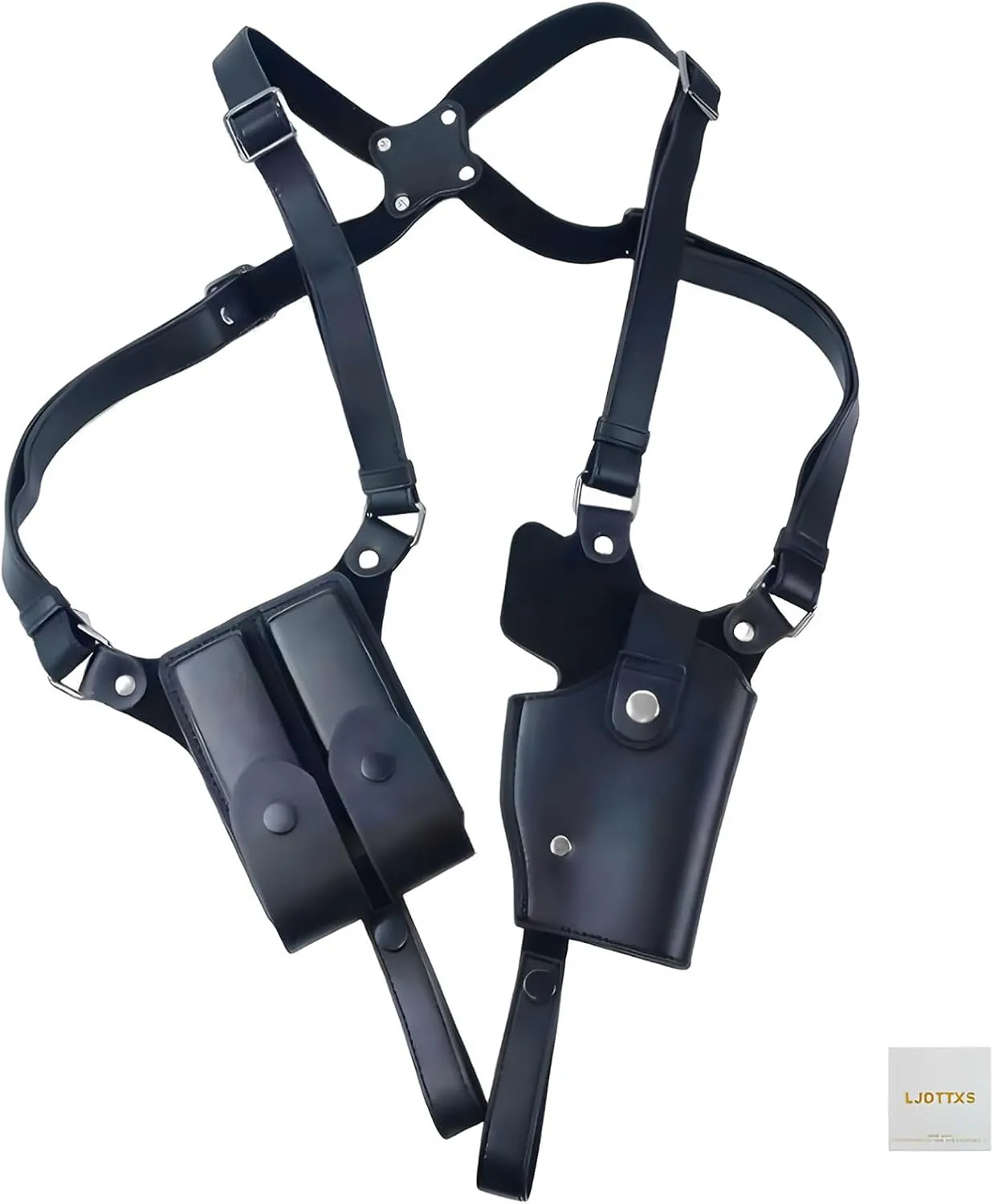 Leather Shoulder Holster- for Concealed Carry, Adjustable Fit with Dual Magazine Pouches, Compatible with Glock 17/19, 1911, Sig P320, Beretta 92FS, and More – Comfortable, Right-Handed Design