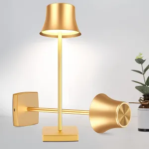 LED Desk Lamp Cordless Table Light, Rechargeable Battery Powered 3 Levels Brightness Dimmable for Outdoor Modern Restaurant Dining Bedroom Study Portable Lights Set of 2 Pack Gold