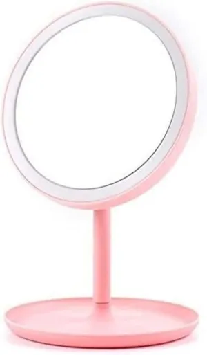 Led Portable Makeup Mirror, Makeup Mirror LED Lighted Dimmable t-Button Screen Rotation Bathroom Cosmetic Mirror Table
