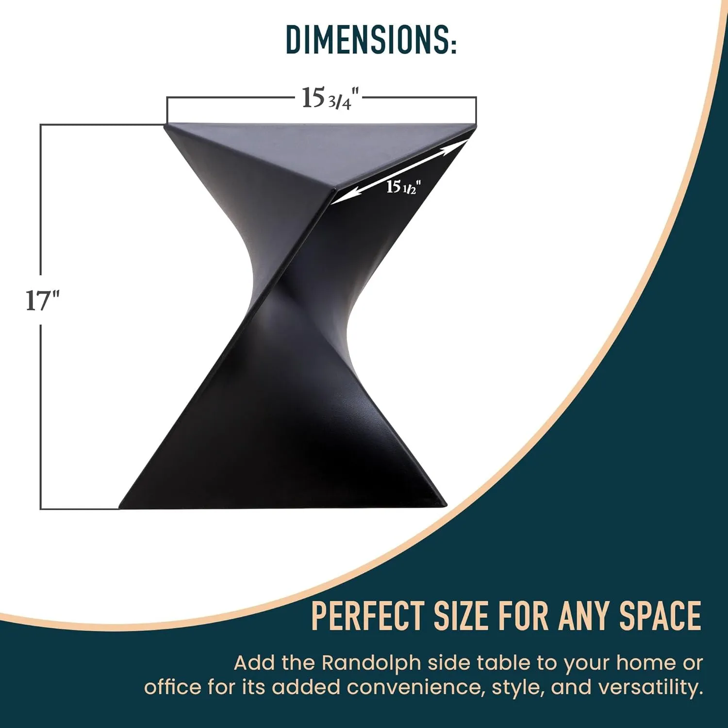 LeisureMod 15.75" Black Stackable Side Table - Weather-Resistant Triangular Plastic Accent End Table for Living Room, Backyard, or Lawn.
