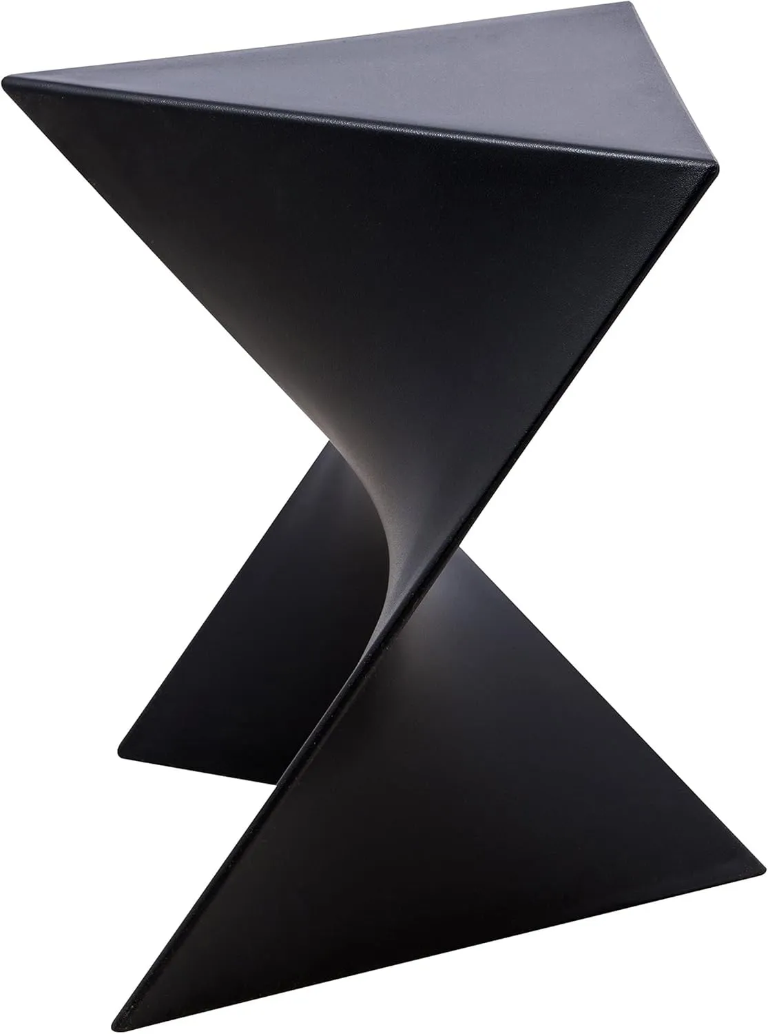 LeisureMod 15.75" Black Stackable Side Table - Weather-Resistant Triangular Plastic Accent End Table for Living Room, Backyard, or Lawn.