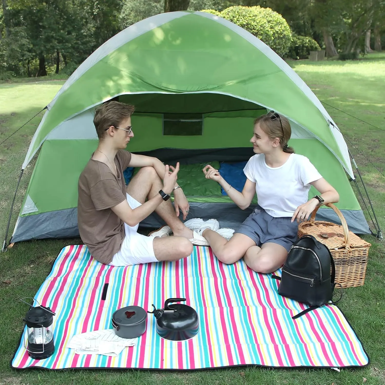 LET'S CAMP 3 Person Backpacking Tent,Portable Lightweight Waterproof Windproof Easy Setup Backpacking Tent,Great for Camping Hiking Mountaineering,Green