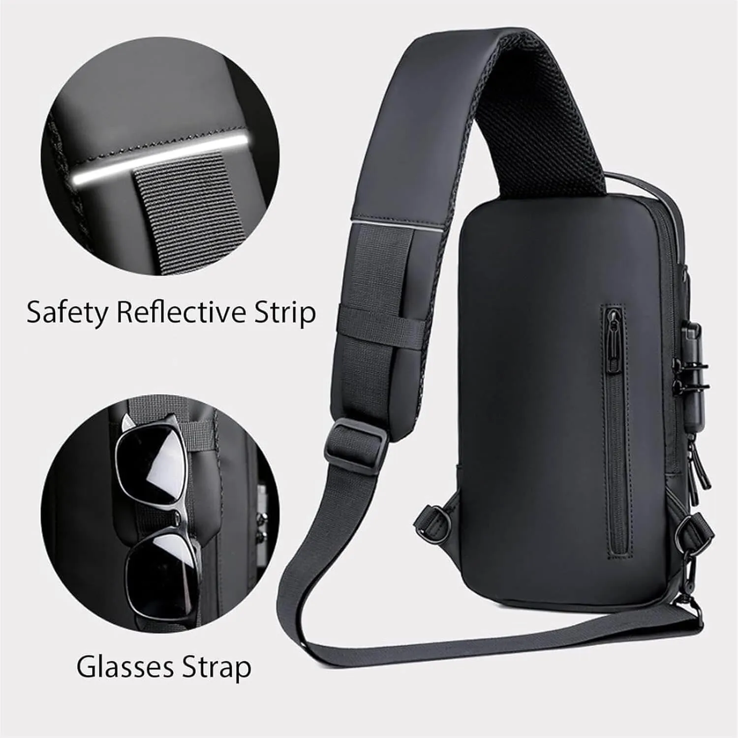 Leyweio Bag, Auricz Bag, New Carbon Fiber Streamline Sling Bags, Waterproof Crossbody Bag with USB Port, for Hiking
