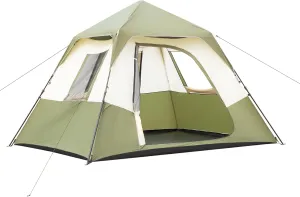 Liamoy 6 Person Camping Tent - Instant 60 Second Setup, Water-Resistant Rainfly, Windproof Design, Spacious Family Tent for Camping & Hiking w/Carry Bag (Army Green)