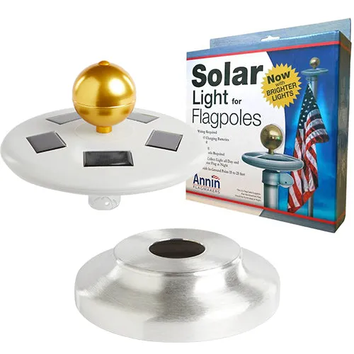 Liberty Telescopic Flagpole Kit Bundle with Solar Light & Flash Collar