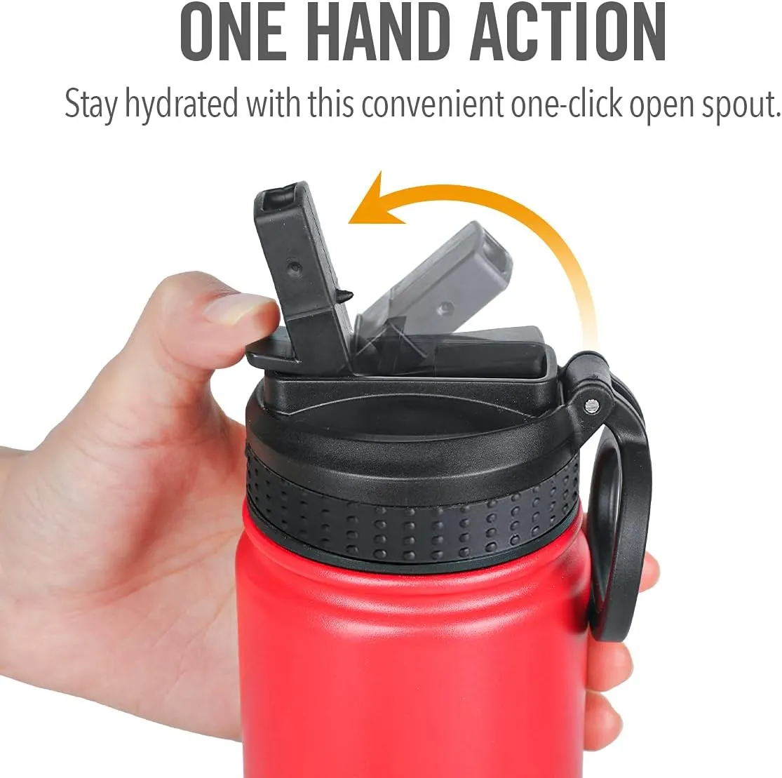 Life's Easy Stainless Steel Insulated Water Bottle - Sports Water Bottle w/Loop Handle Bionic Silicone Straw Lid - Vacuum Flask for Hot and Cold Drinks - Great for School, Travel & More (Red, 18 oz)