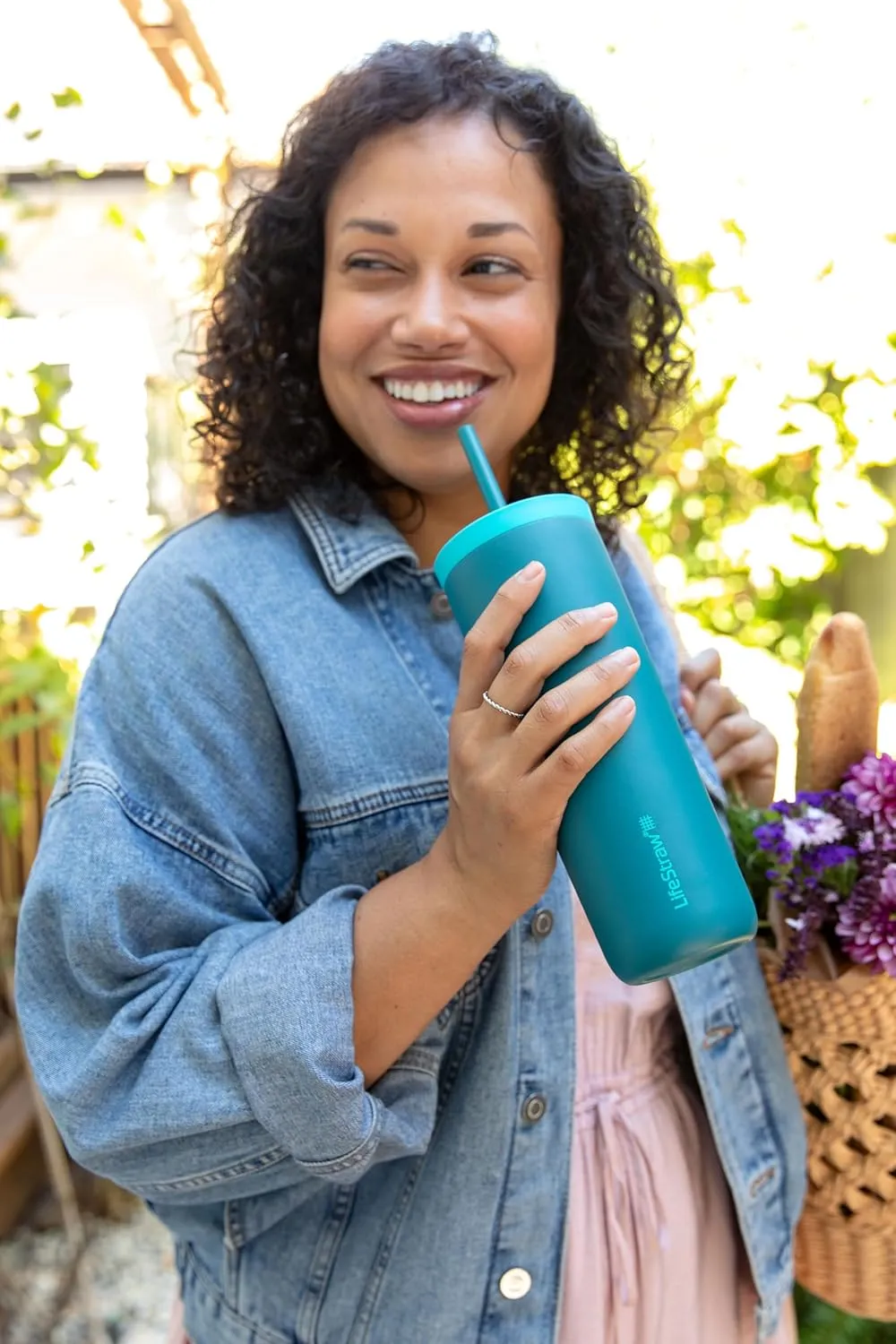 LifeStraw Go Series Tumbler – Double Wall Insulated Stainless Steel Water Filter, Cactus Green, Designed for Everyday Use, Removes Bacteria, Parasites, Microplastics, and Improves Taste