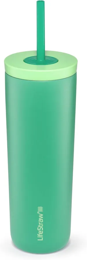 LifeStraw Go Series Tumbler – Double Wall Insulated Stainless Steel Water Filter, Cactus Green, Designed for Everyday Use, Removes Bacteria, Parasites, Microplastics, and Improves Taste