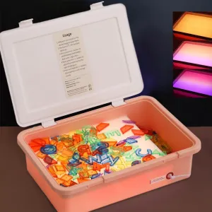 Light Table Manipulatives | Light Box for Kids | Sand Painting Light Box | Light Up Sensory Table | Light Table Toys | Kids Light Table | Shine Bright Light Box | 18"LED Light Box 3 Modes(Orange)