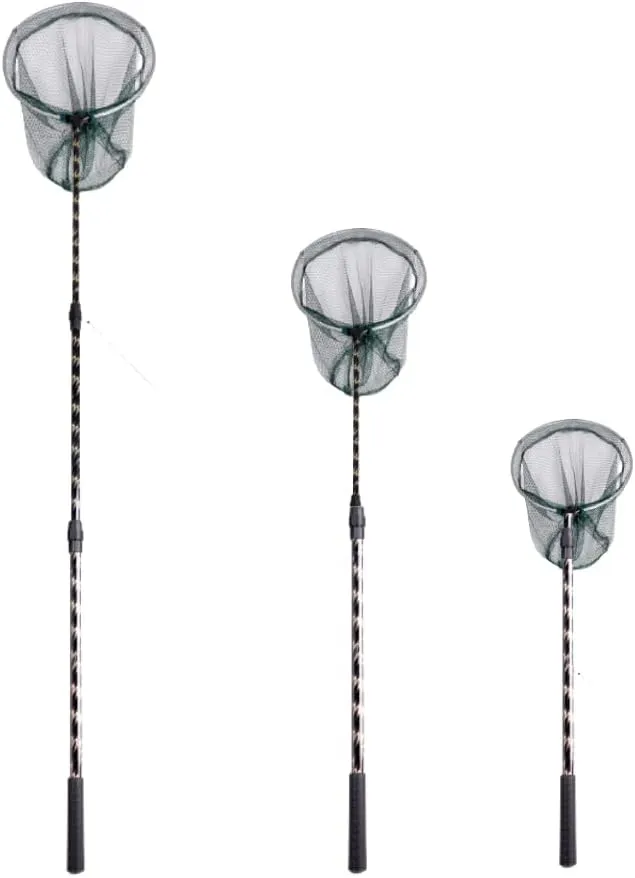 Light-Weight Fishing Landing Net with Retractable Handle, Fishing Net Dip Net Hand Net Fly Fish Net Mesh Fishing Gear with Aluminum Alloy Pole Anti-Slip Foldable Collapsible Telescopic Handle
