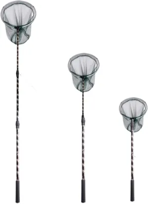 Light-Weight Fishing Landing Net with Retractable Handle, Fishing Net Dip Net Hand Net Fly Fish Net Mesh Fishing Gear with Aluminum Alloy Pole Anti-Slip Foldable Collapsible Telescopic Handle