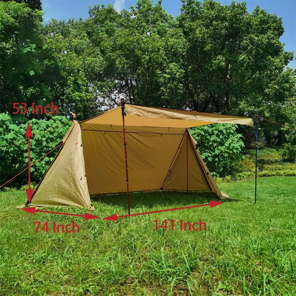 Lightweight Backpacking Tent 2-3 Person, 5LB Bushcraft Tent with Canopy, Waterproof Trekking Pole Tent, Camping Shelter, Hiking Tent with 4 Poles