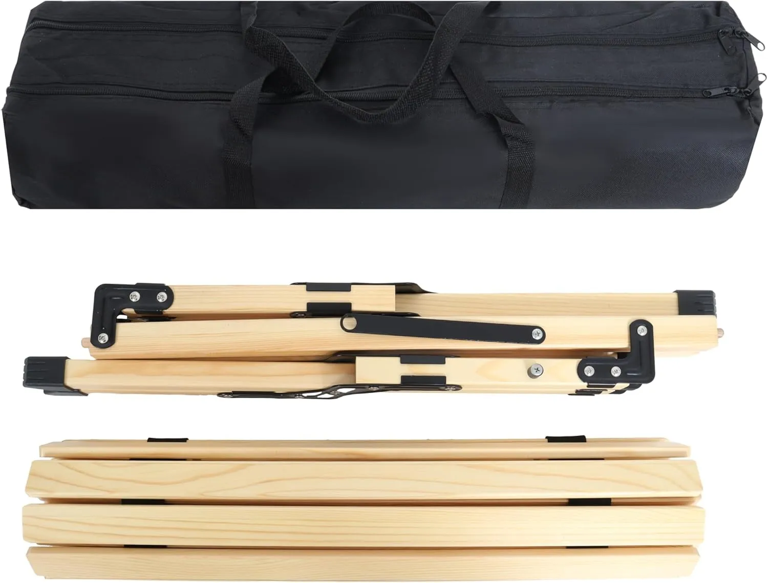 Lightweight Camping Table with Carry Bag – Roll-Up Outdoor Folding Table, Solid Wood Portable Table for Camping, Picnics, and Outdoor Activities (Natural Wood, Square)
