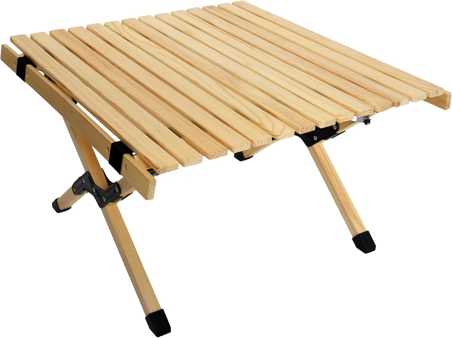 Lightweight Camping Table with Carry Bag – Roll-Up Outdoor Folding Table, Solid Wood Portable Table for Camping, Picnics, and Outdoor Activities (Natural Wood, Square)