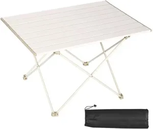 Lightweight Folding Camping Table,Roll Up Aluminum Table with Bag,Portable Outdoor Picnic Table,Small Ultralight Camp Table for Sand BBQ Party Hiking Travel,Color:Black