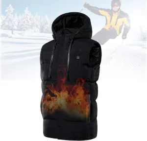 Lightweight Heated Vest, Electric Heated Vest Three-Speed Temperature Control Carbon Fiber Heating Washable, Smart Vest Heated for Winter Skiing,Black,L