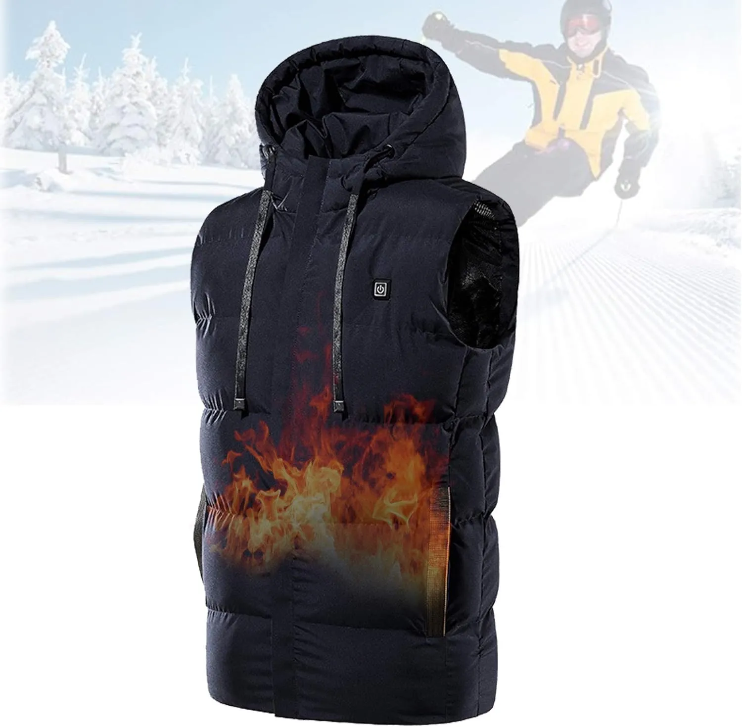 Lightweight Heated Vest, Electric Heated Vest Three-Speed Temperature Control Carbon Fiber Heating Washable, Smart Vest Heated for Winter Skiing,Blue,XXXL