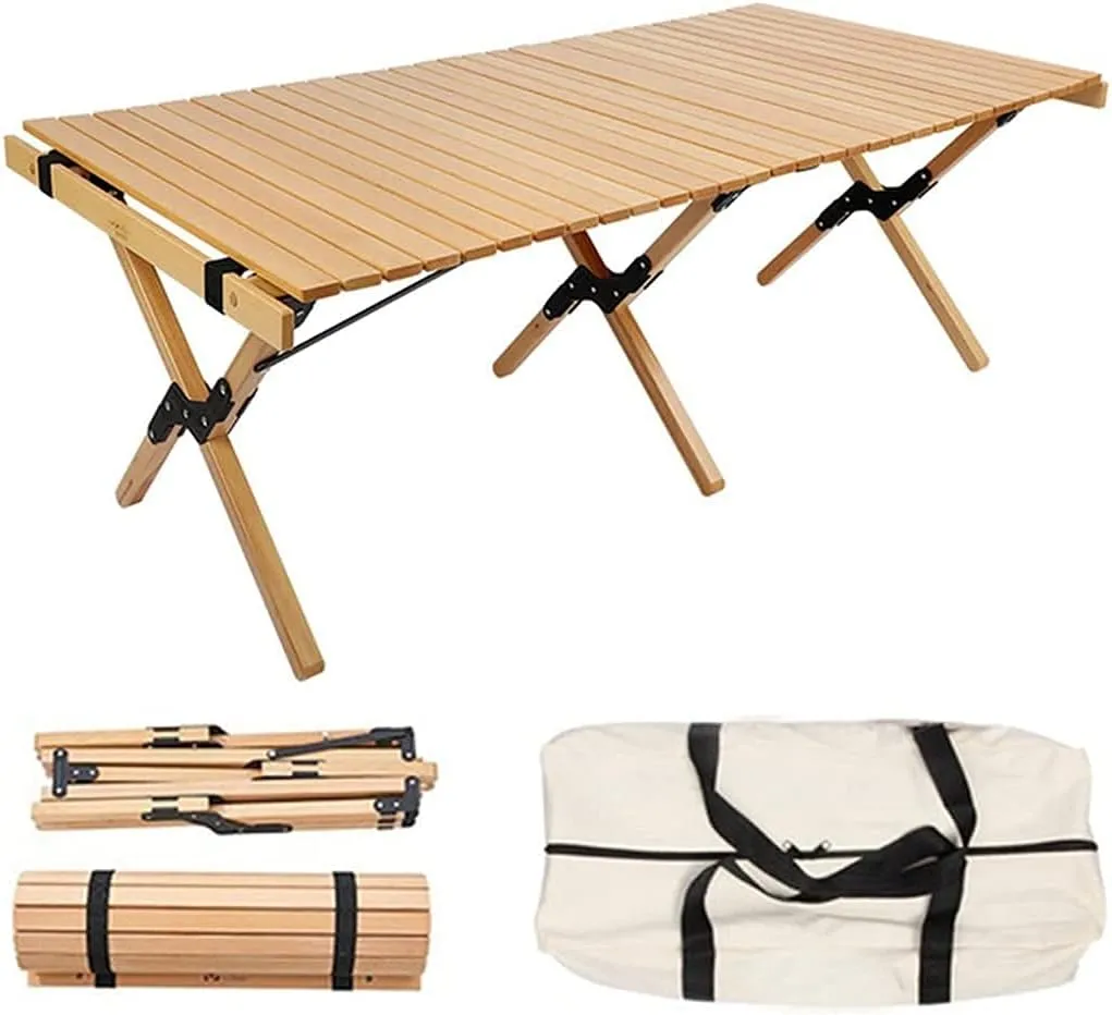 Lightweight Outdoor Folding Portable Picnic Camping Table Roll Up Top 4 People Compact Table with Carry Bag for Camping Picnic Backyards BBQ