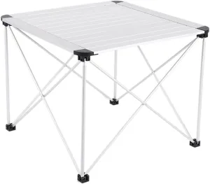 Lightweight Stable Folding Square Table Aluminium Alloy Non-Slip Portable Side Table Roll Up Table with Carry Bag for Camping Backyards