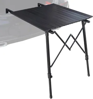 Lineslife Folding Car Trunk Camping Table, Portable Tailgate Table with Storage Bag, Adjustable Aluminum Alloy Table for Outdoor Picnic Beach Travel Camp, Black